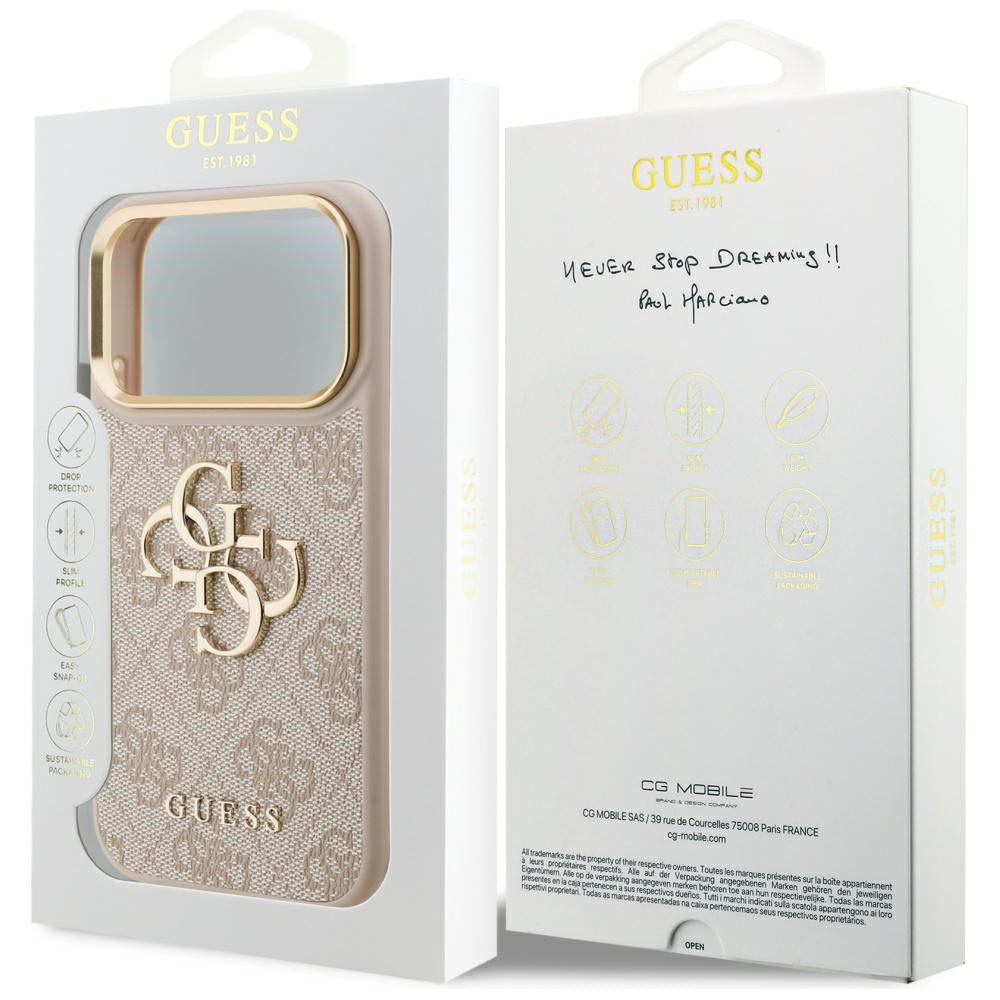 Case for Apple iPhone 17 Pro, Guess, Big 4G Logo Classic, Golden Pink