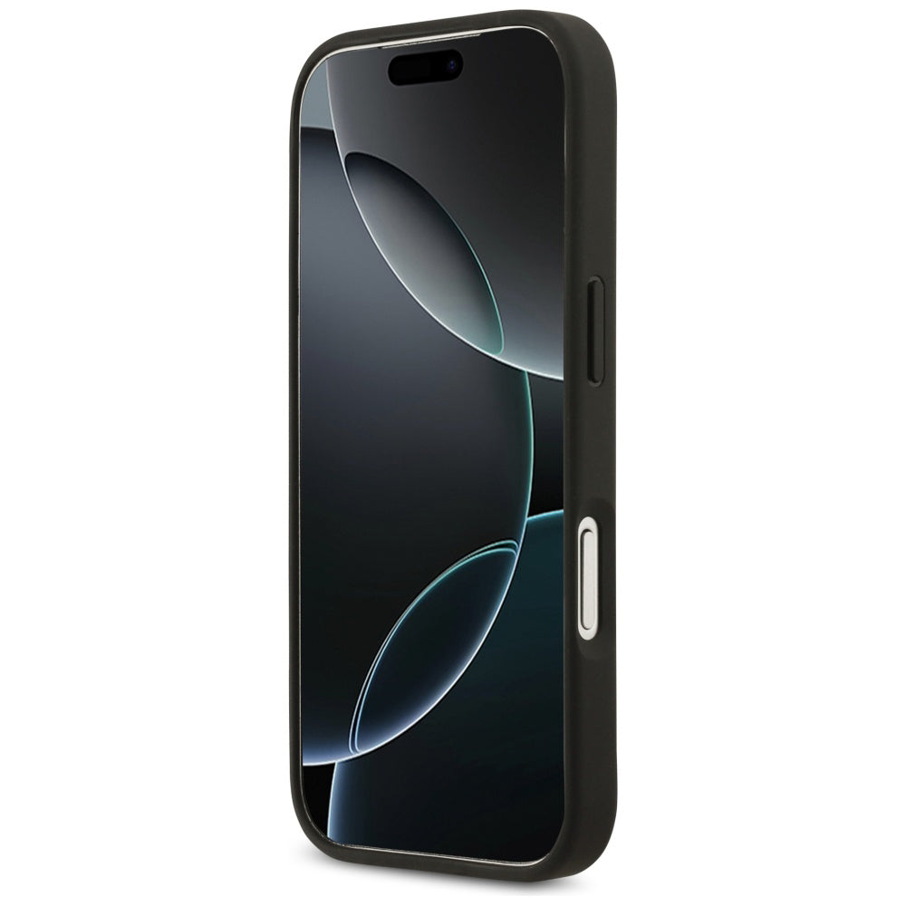 Case for Apple iPhone 17 Pro Max, Guess, 4G Grained Roses Big Logo, Black