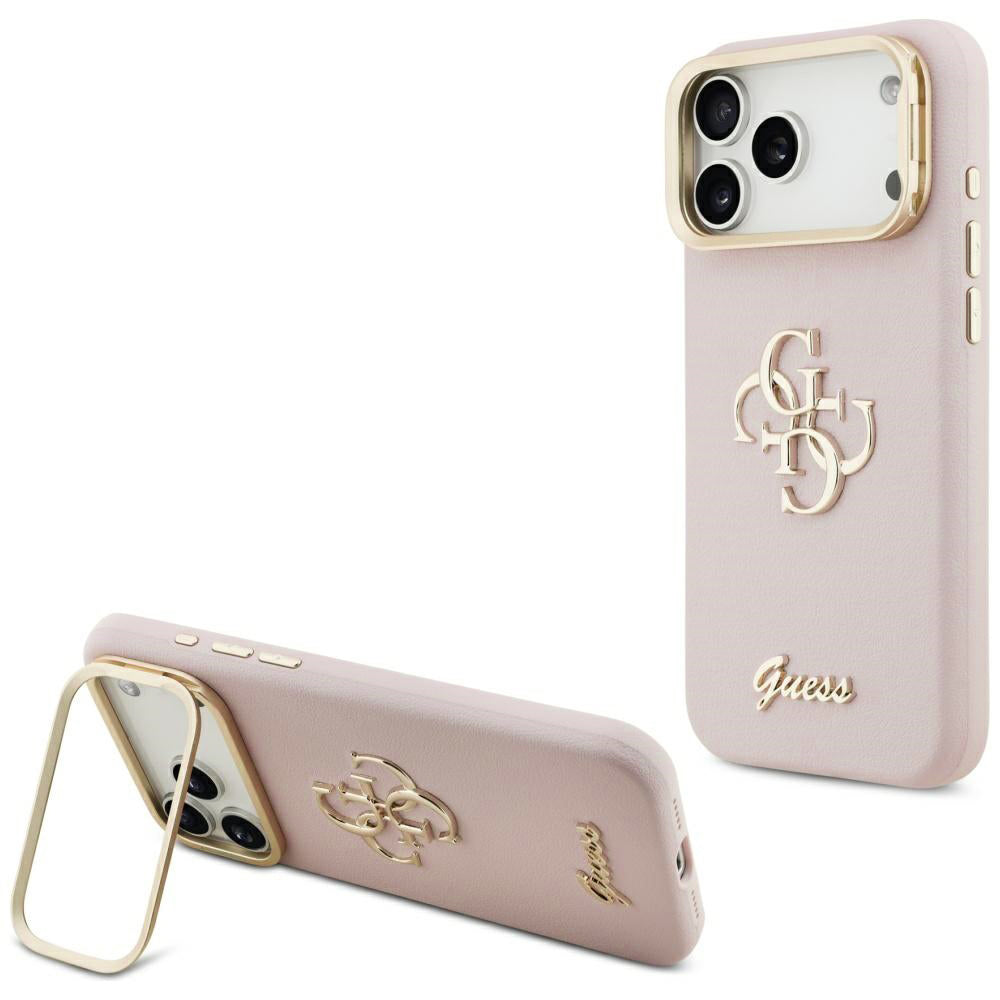 Case for Apple iPhone 17 Pro Max, Guess, Grained Big 4G Stand Camera, Pink