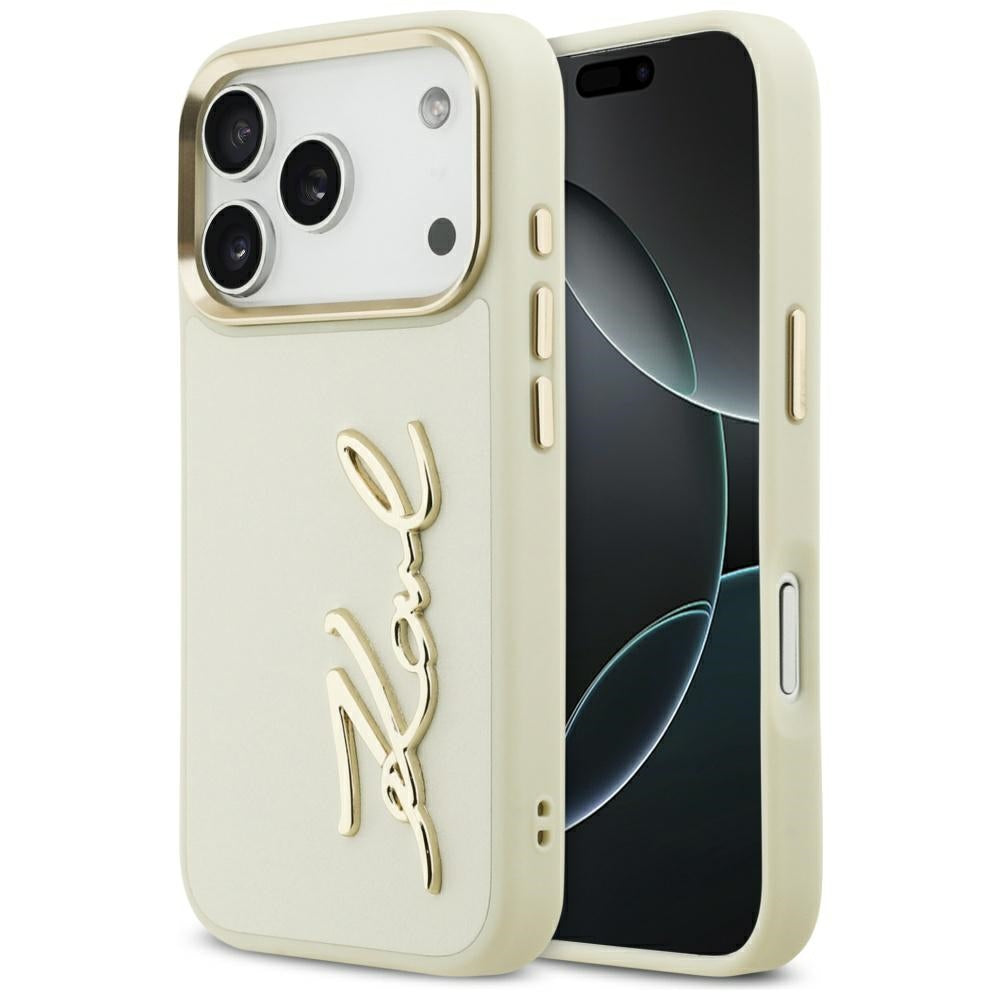 Case for Apple iPhone 17 Pro Max, Karl Lagerfeld, Script Logo, Beige