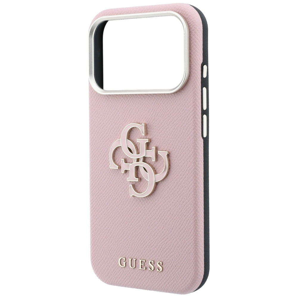 Case for Apple iPhone 18 Pro / 17 Pro, Guess, Grained Big Resin Logo, Pink