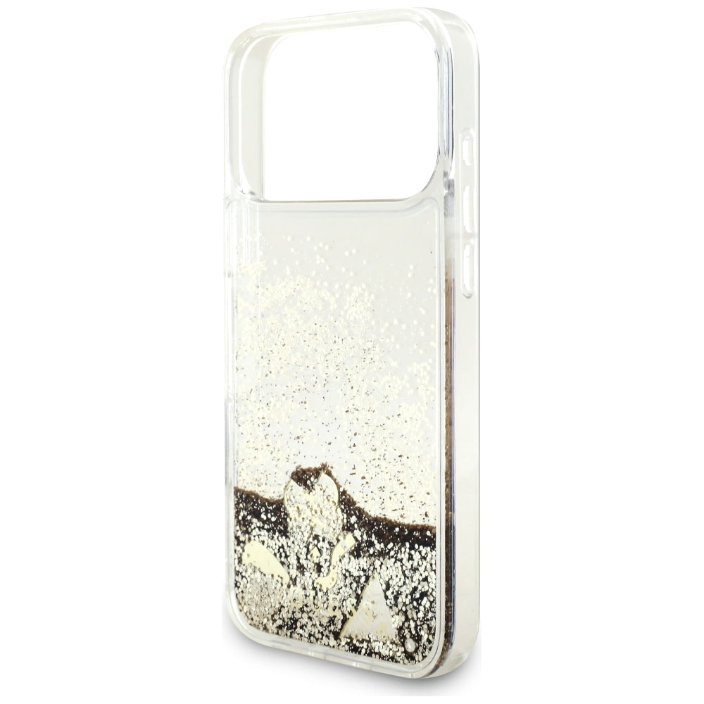 Case for Apple iPhone 18 Pro / 17 Pro, Guess, Liquid Glitter Charms, Gold