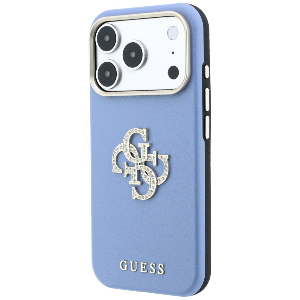 Case for Apple iPhone 18 Pro / 17 Pro, Guess, Smooth Big Strass Logo, Blue