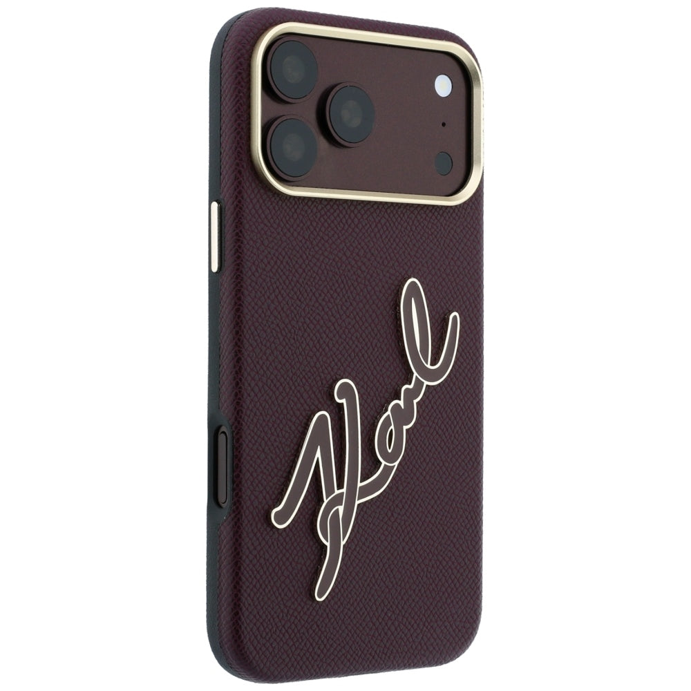 Case for Apple iPhone 18 Pro / 17 Pro, Karl Lagerfeld, Smooth Big Resin Signature Logo, Burgundy
