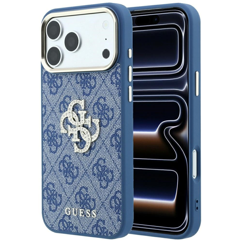 Case for Apple iPhone 18 Pro Max / 17 Pro Max, Guess, 4G Big Strass Logo, Blue