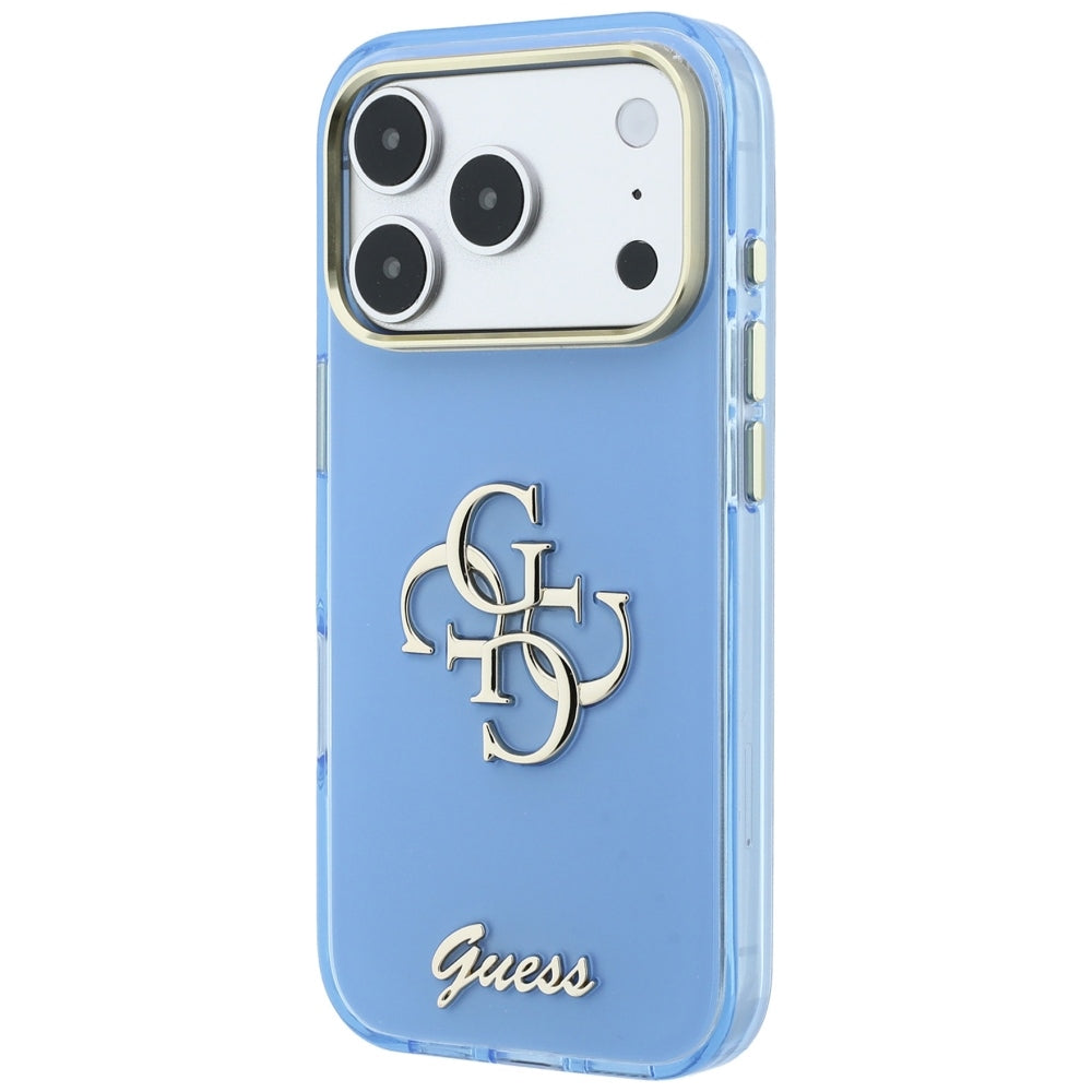 Case for Apple iPhone 18 Pro Max / 17 Pro Max, Guess, IML 4G Metal Script, Blue