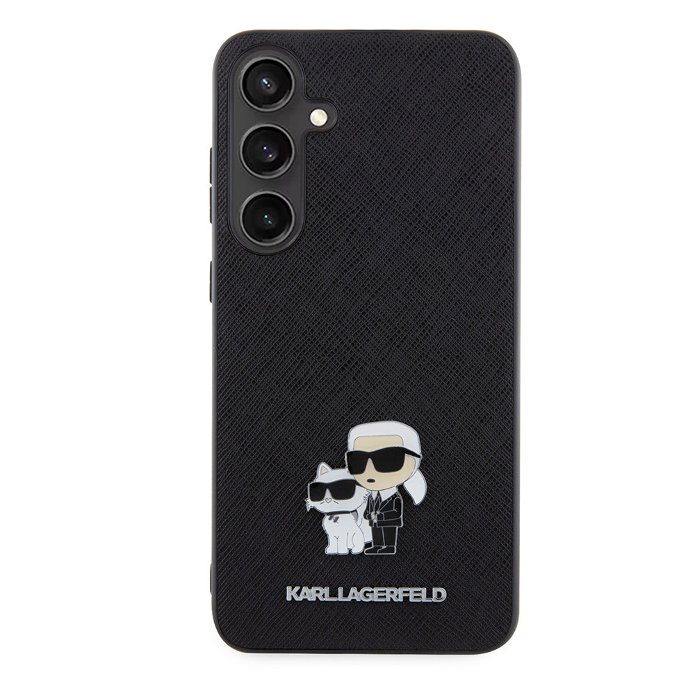Case for Samsung Galaxy S24+ S926, Karl Lagerfeld, Saffiano Karl & Choupette Metal, Black