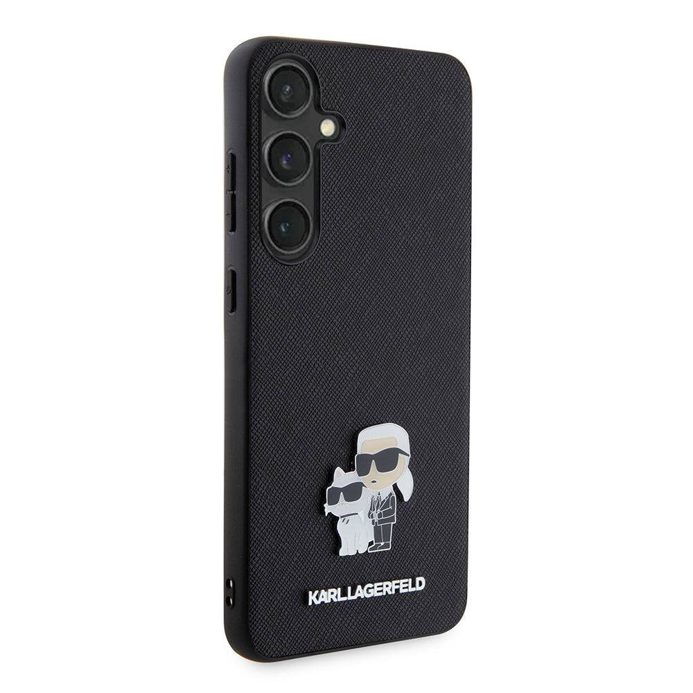 Case for Samsung Galaxy S24+ S926, Karl Lagerfeld, Saffiano Karl & Choupette Metal, Black