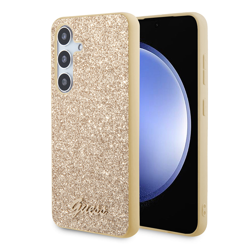Case for Samsung Galaxy S24 S921, Guess, Glitter Script, Gold