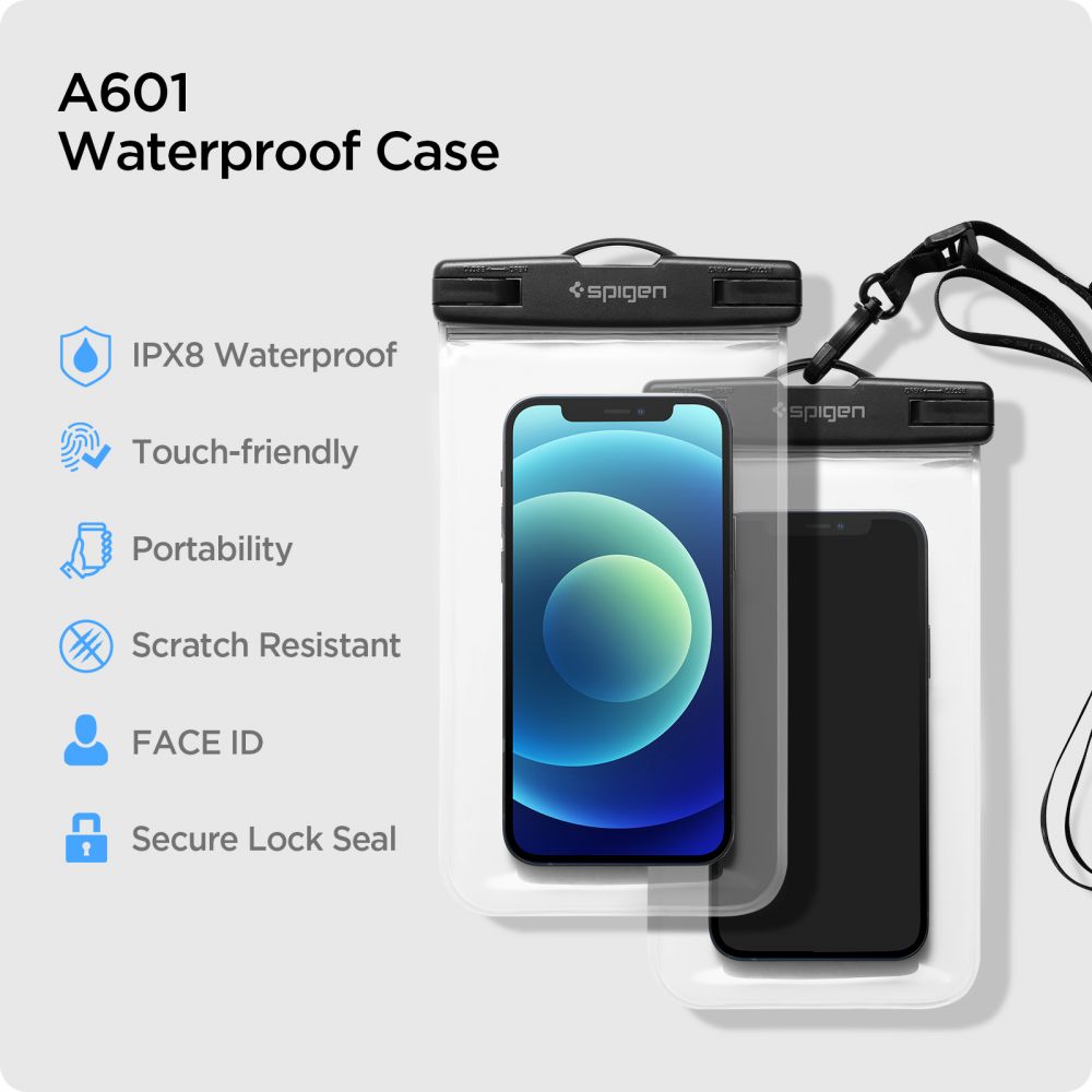 Universal Waterproof Case for Phone max. 3.5inch - 7inch, Spigen, A601, Set of 2 pieces, Transparent AMP03098