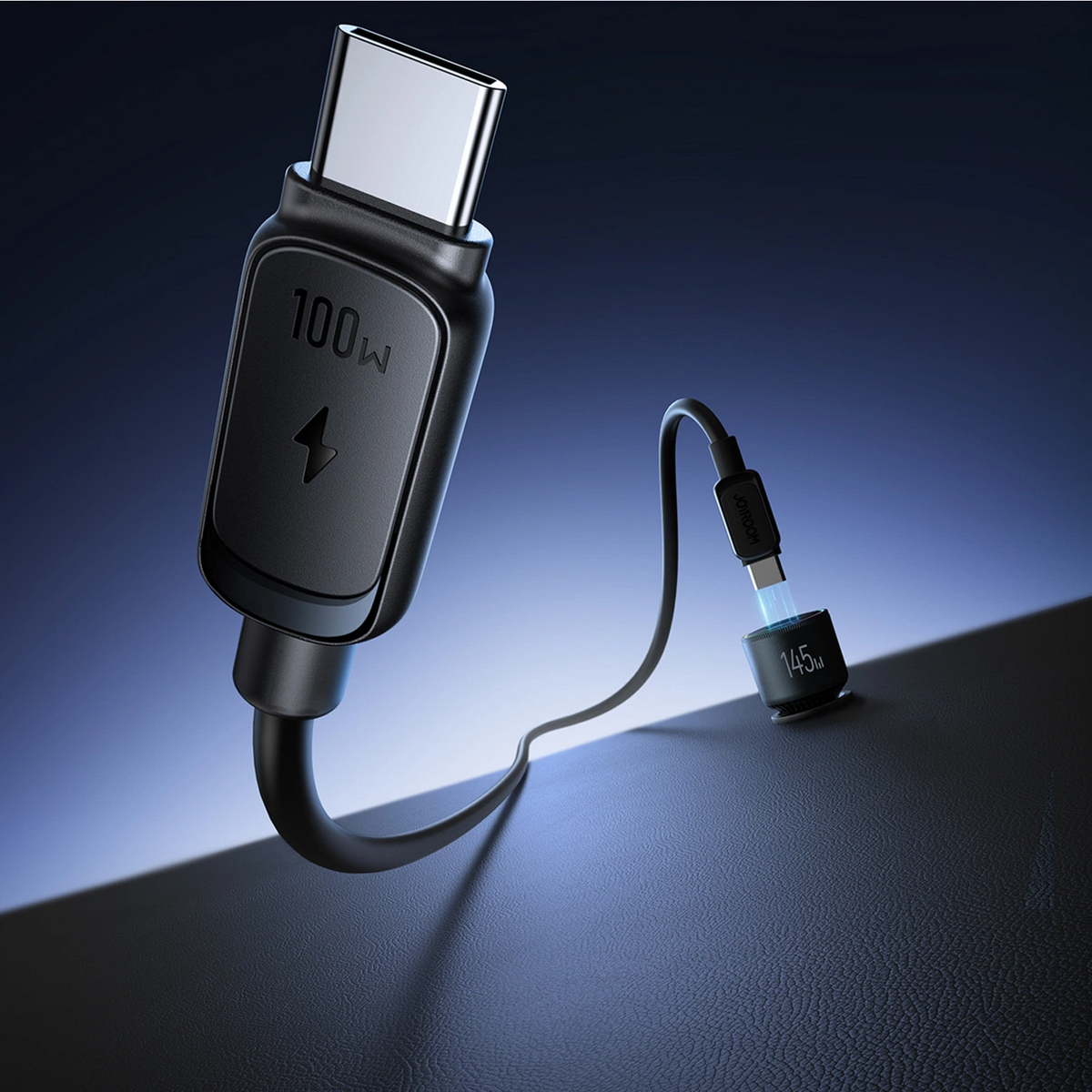 Joyroom JR-CCN07 Car Charger with USB-C Cable, 145W, 5A, 1 x USB-A - 2 x USB-C, Gray