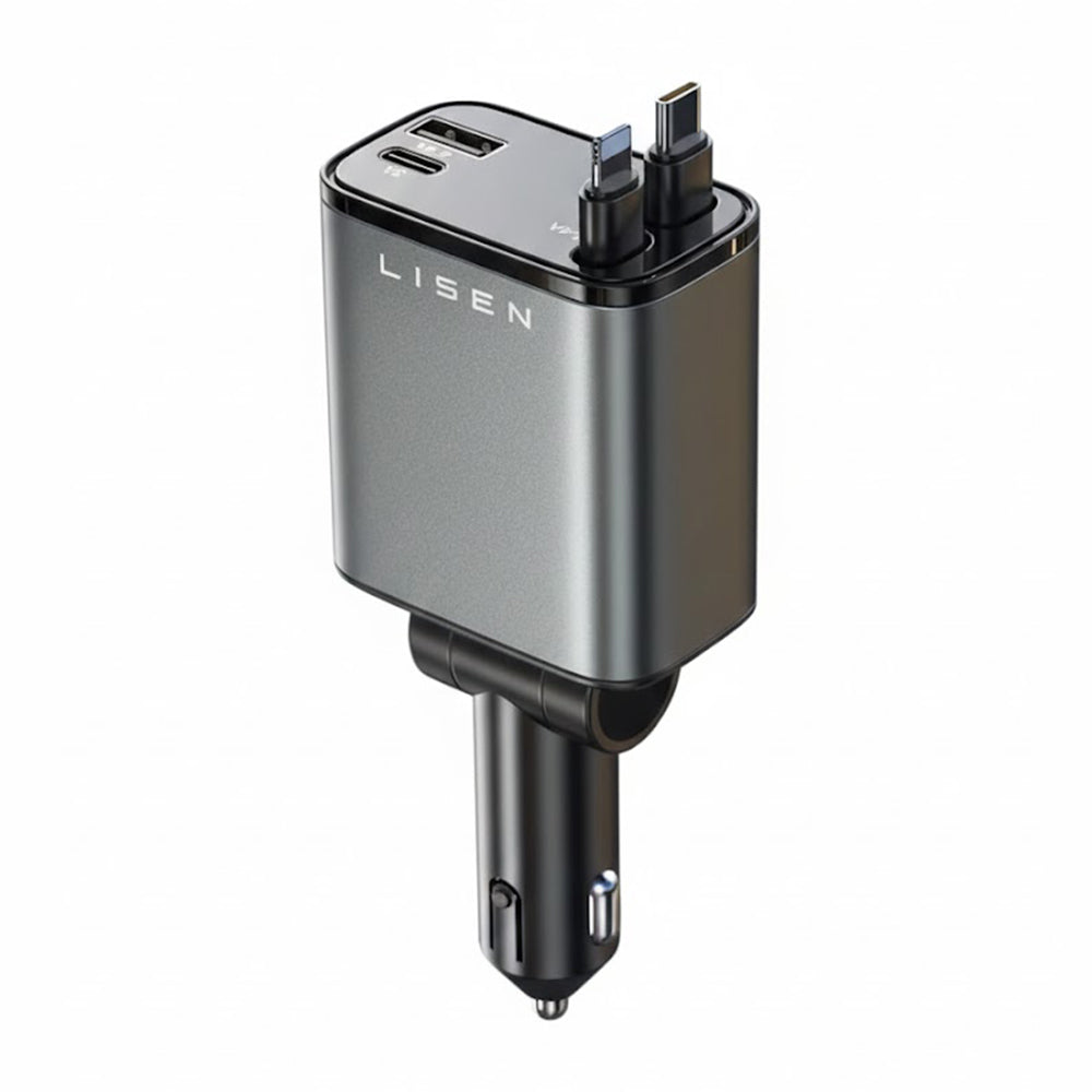 Lisen Car Charger with USB-C / Lightning Cable, 69W, 3A, 1 x USB-A - 1 x USB-C, Black YL0224040031