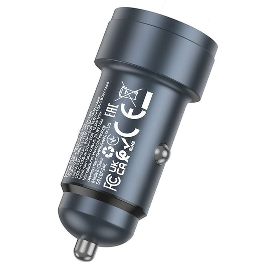 HOCO Z57A Car Charger, 30W, 3A, 1 x USB-A - 1 x USB-C, Grey