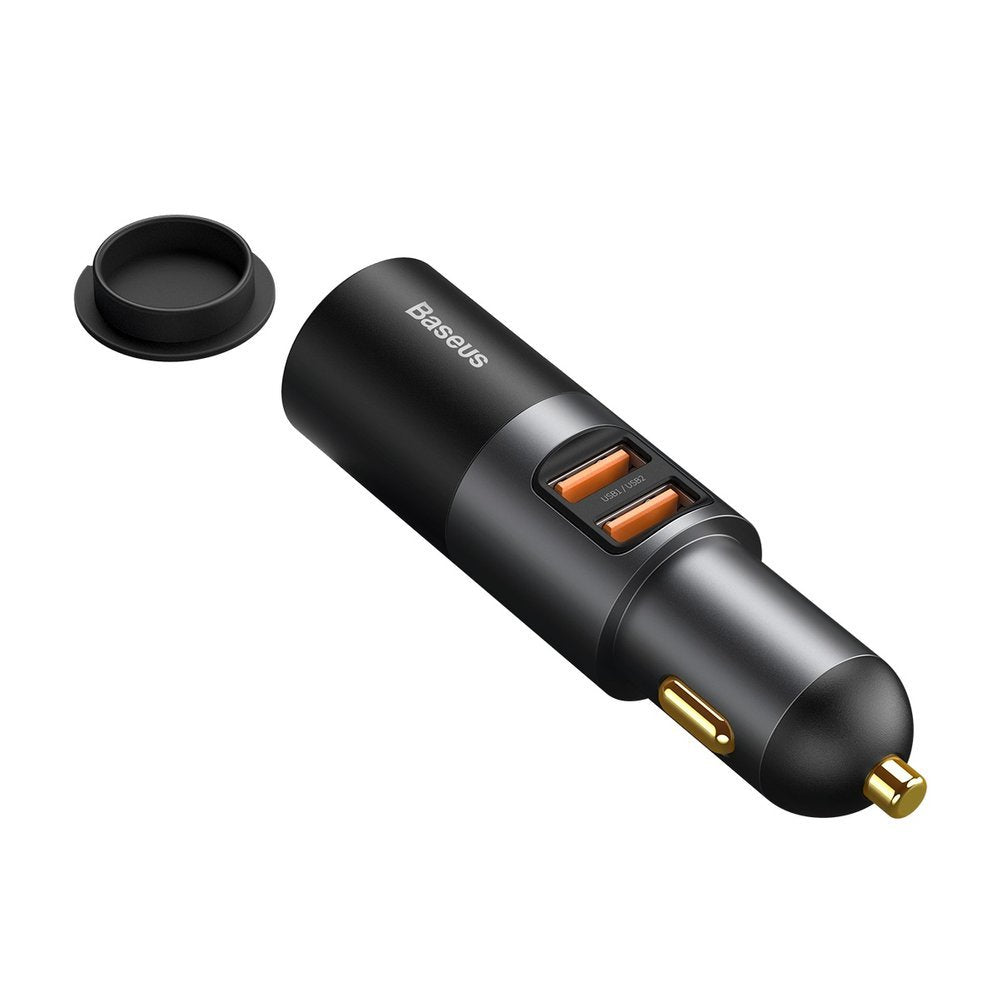Baseus Share Together Car Charger, 120W, 3A, 1 x Cigarette Lighter Extension - 2 x USB-A, Black CCBT-D0G
