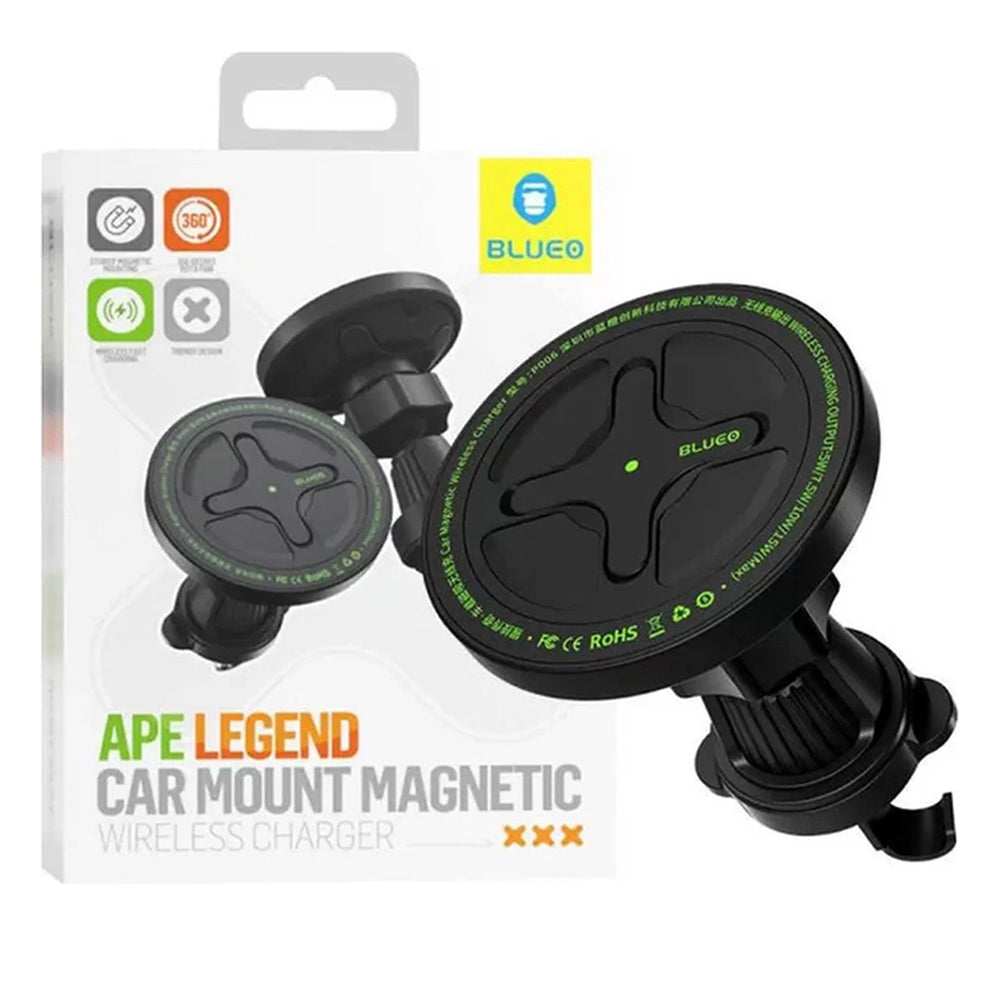 Blueo Ape Legend Wireless Car Charger, 15W, 1.67A, Black