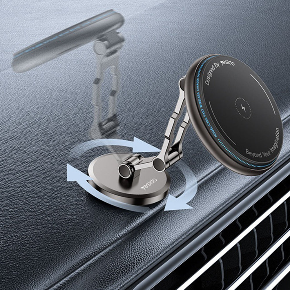 Yesido C306 Wireless Car Charger, 15W, 1.67A, Black