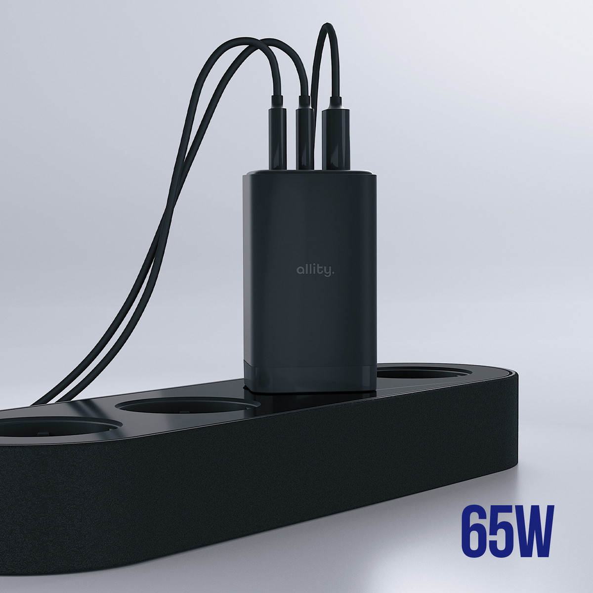 Allity Network Charger. ATC-01-65WACC Fast, 65W, 3.25A, 1 x USB-A - 2 x USB-C, Black
