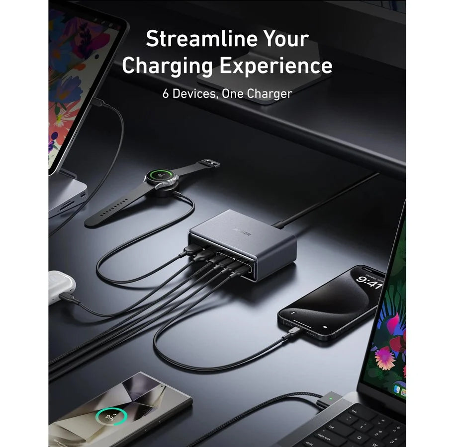 Network Charger Anker Prime, 200W, 3A, 2 x USB-A - 4 x USB-C, Black A2683341