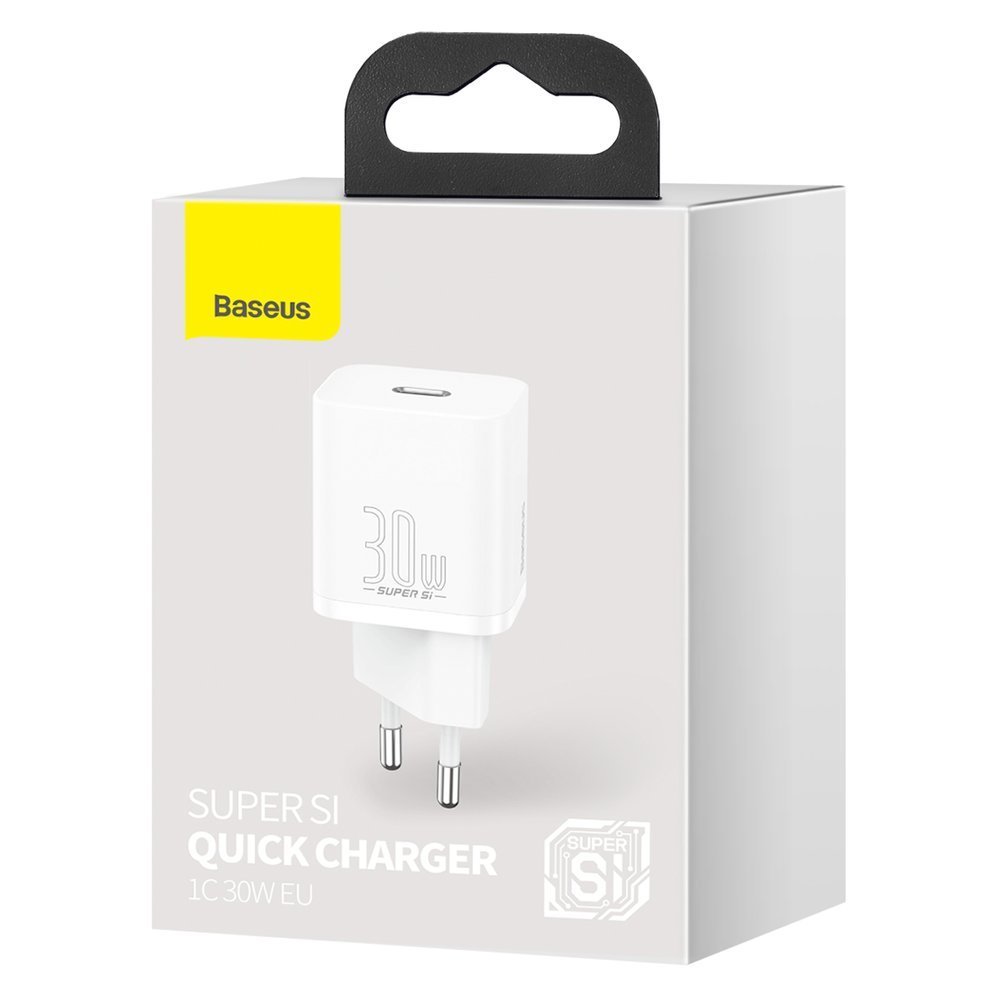 Network Charger Baseus Super Si 1C, 30W, 3A, 1 x USB-C, White CCSUP-J02