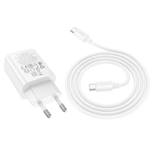 Network Charger with Lightning Cable HOCO N60, 20W, 3A, 1 x USB-C, White