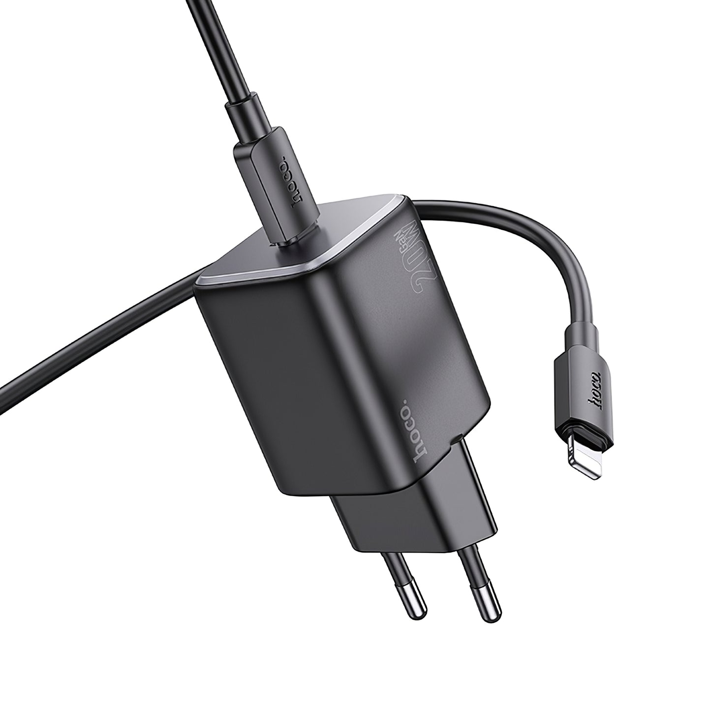 Network Charger with Lightning Cable HOCO N40, 20W, 3A, 1 x USB-C, Black