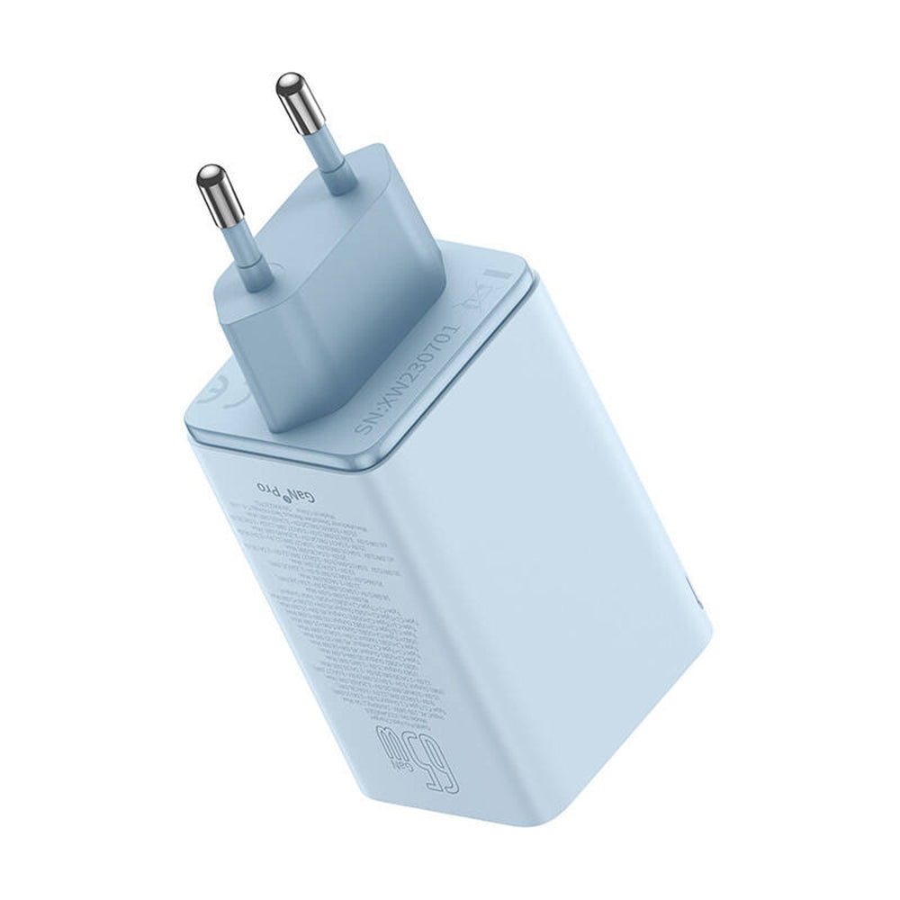 Baseus GaN6 Pro USB-C Cable Wall Charger, 65W, 3.25A, 2 x USB-A - 2 x USB-C, Blue P10162701313-00