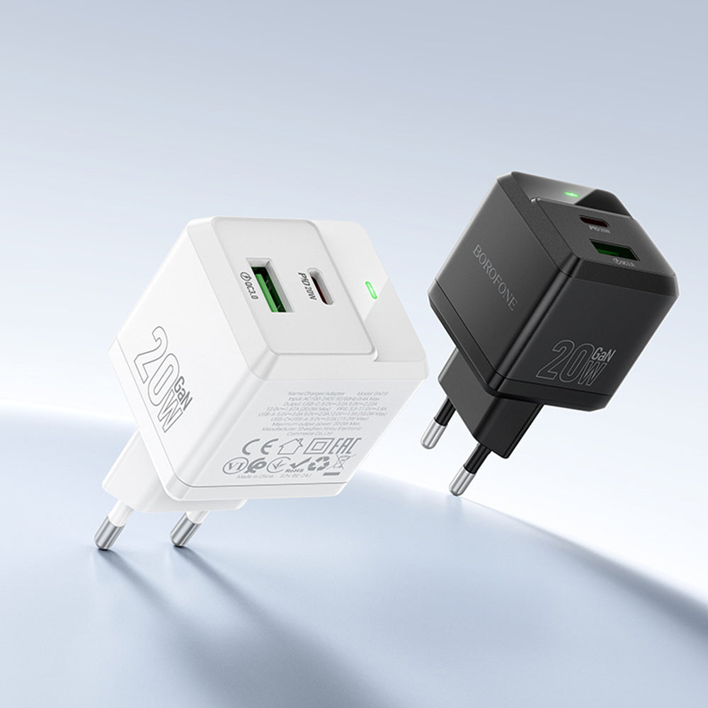 Network Charger with USB-C Cable Borofone BN19 Intenso, 20W, 3A, 1 x USB-A - 1 x USB-C, Black