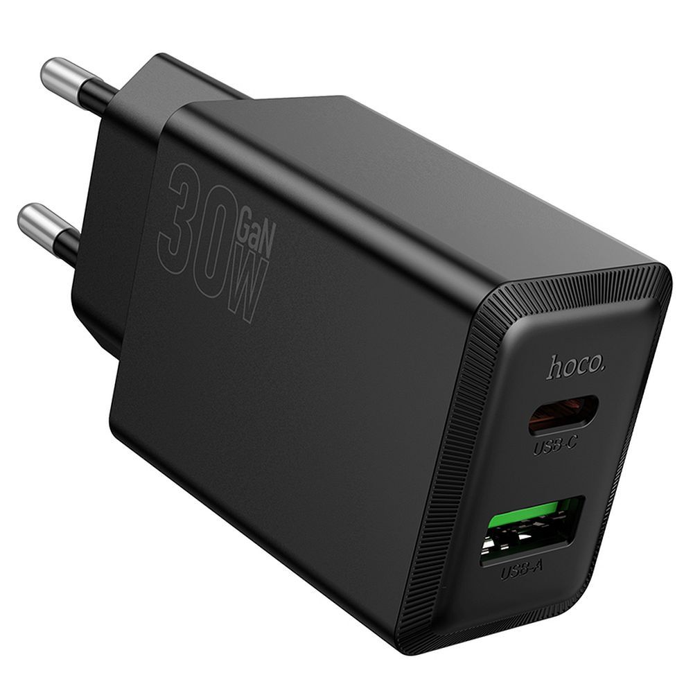 HOCO N71 Network Charger, 30W, 3A, 1 x USB-A - 1 x USB-C, Black