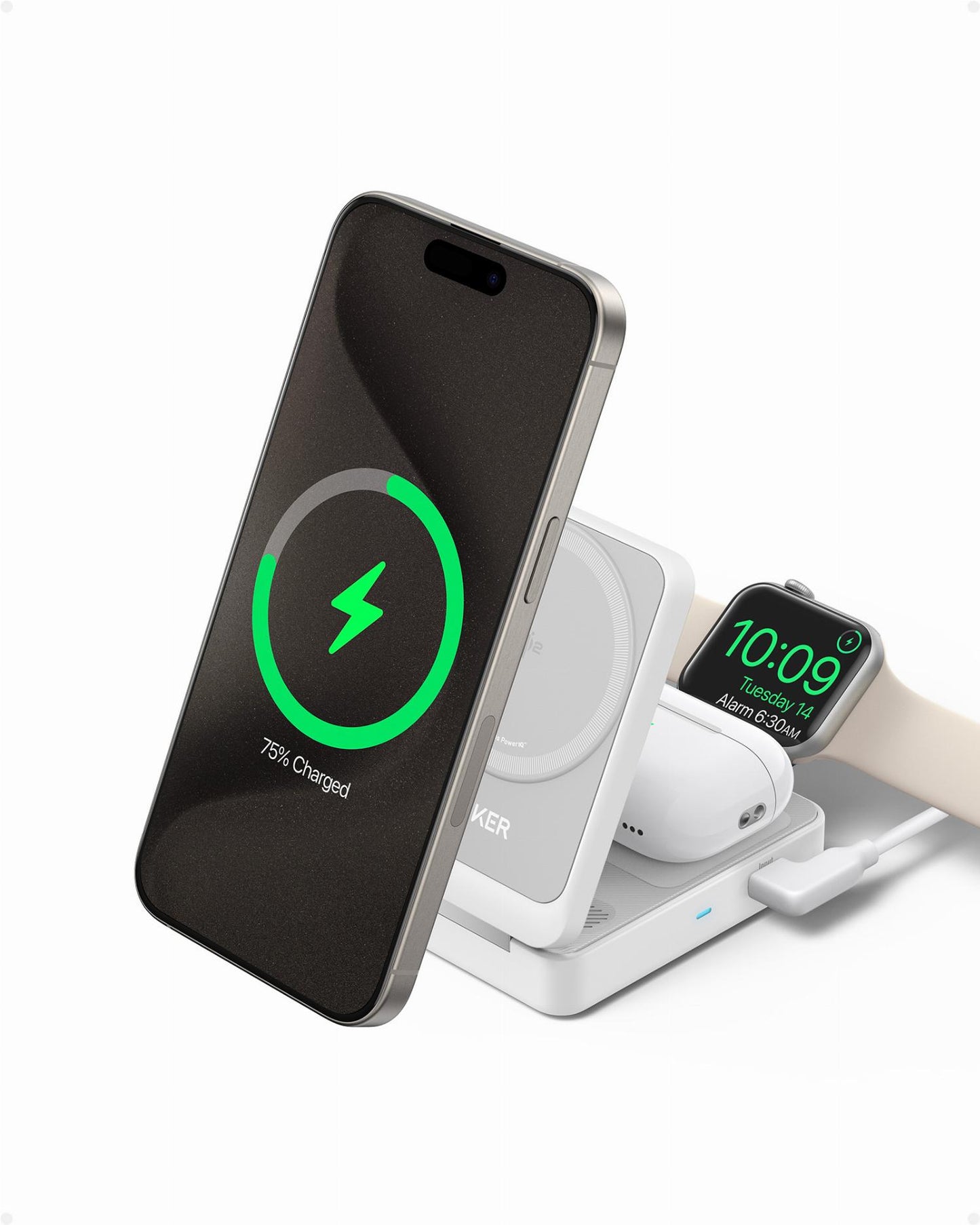 Anker MagGo 3in1 Wireless Network Charger, 15W, 1.67A, White B2557321