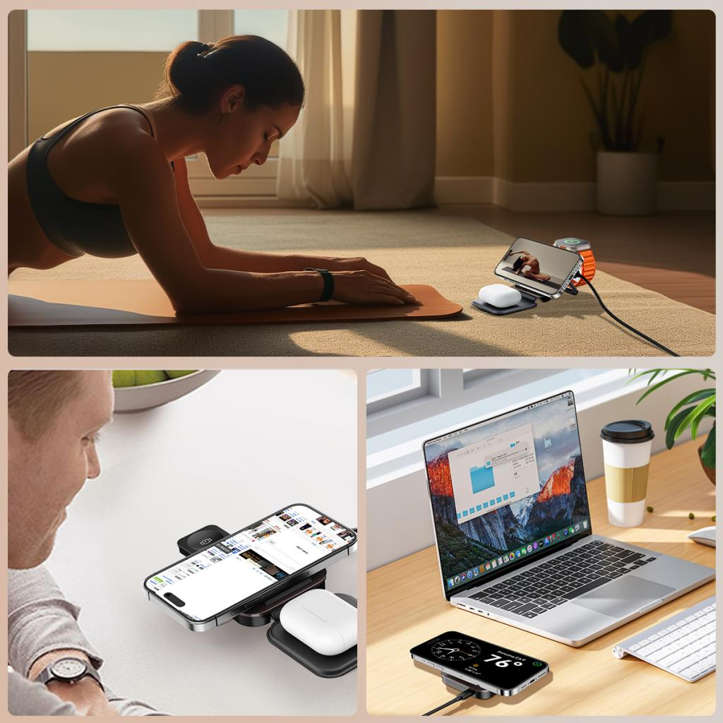 XO Design CX035 3in1 Wireless Network Charger, 15W, 1.67A, Black