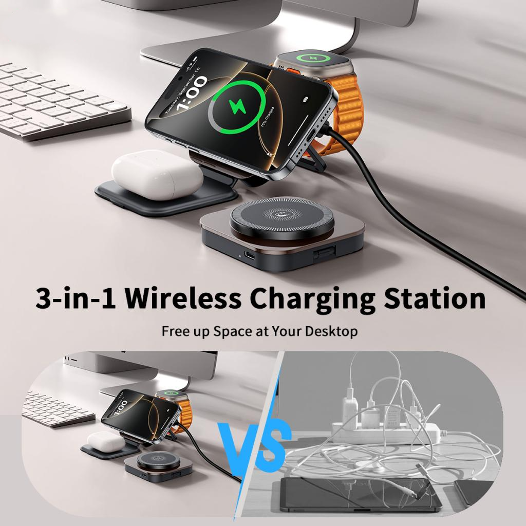 XO Design CX035 3in1 Wireless Network Charger, 15W, 1.67A, Black