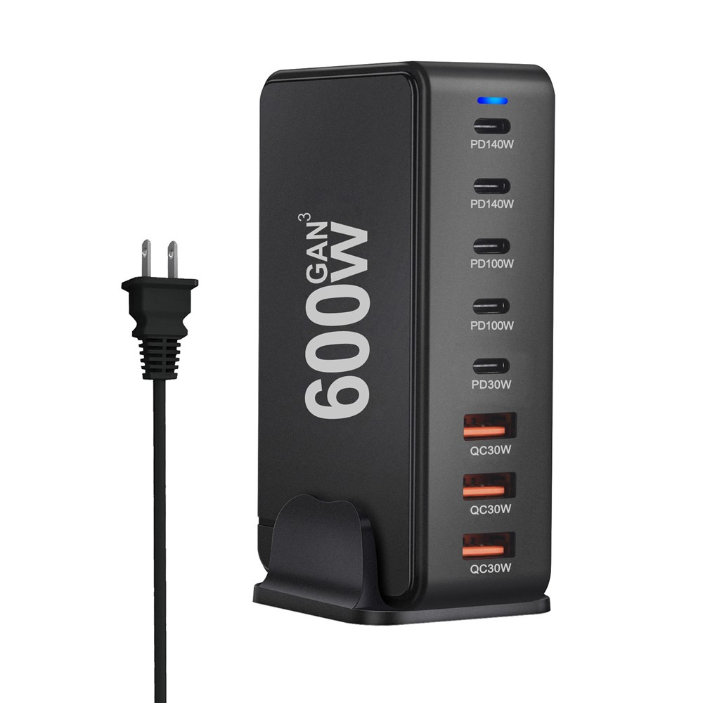 OEM Station Charger, 600W, 4 x USB-A - 4 x USB-C, Black