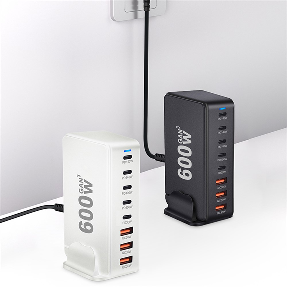 OEM Station Charger, 600W, 4 x USB-A - 4 x USB-C, Black