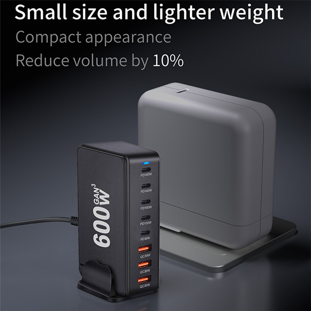 OEM Station Charger, 600W, 4 x USB-A - 4 x USB-C, Black