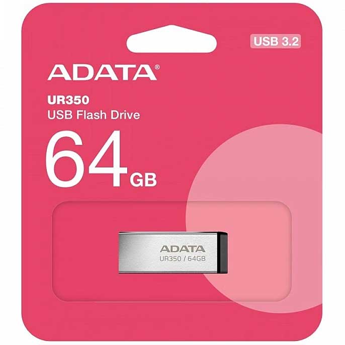External USB-A 3.2 Memory Adata UR350, 64Gb UR350-64G-RSR/BK