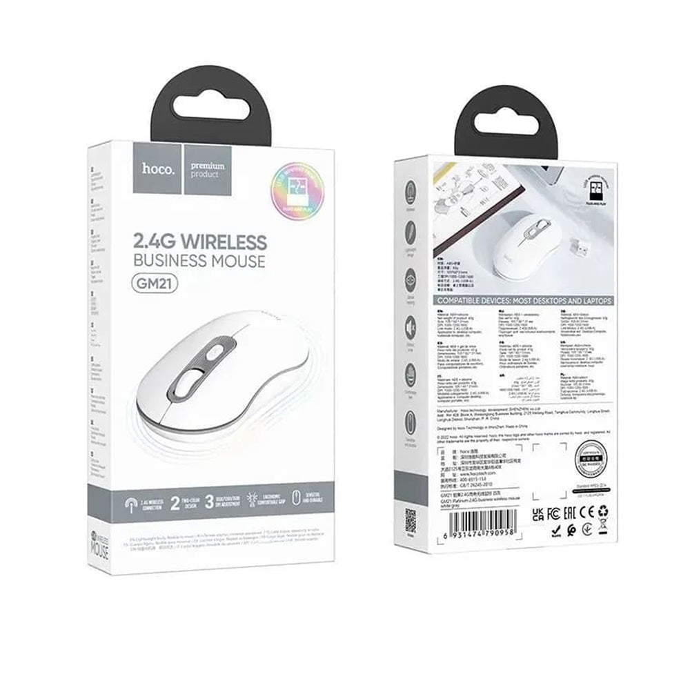 HOCO GM21 Wireless Mouse, 1600DPI, White