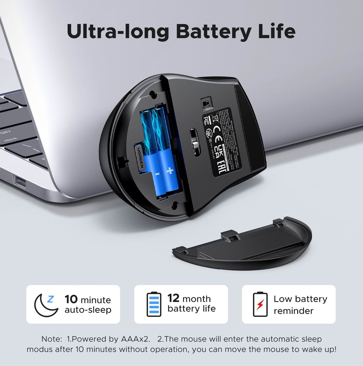 UGREEN M511 Wireless Mouse, 1600DPI, Black