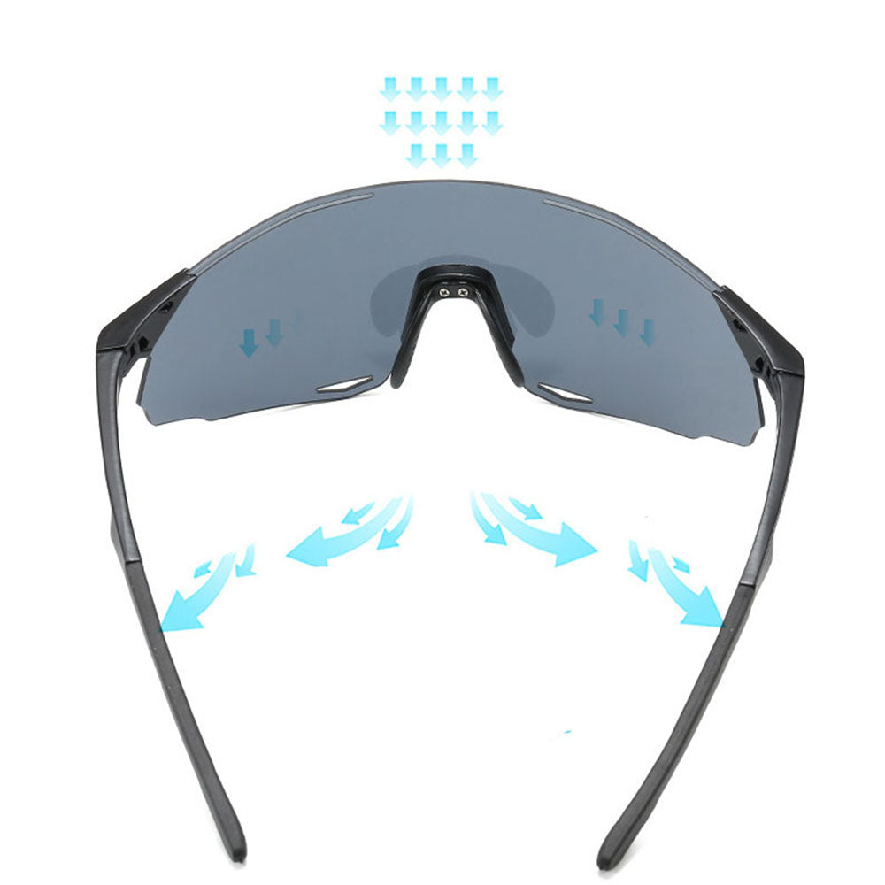 Unisex Techsuit 8853 Cycling Glasses, Black Grey
