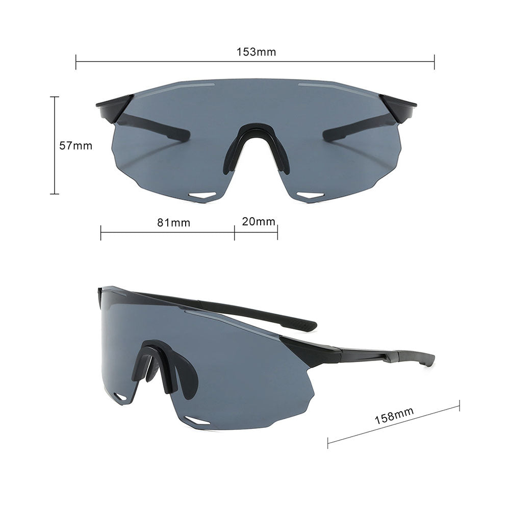 Unisex Techsuit 8853 Cycling Glasses, Black Grey