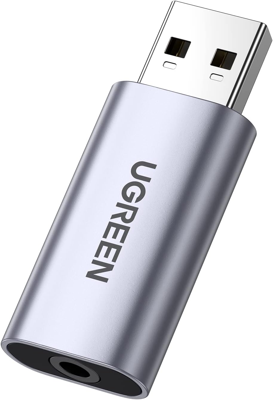 UGREEN CM383 USB Sound Card, 1 x 3.5mm Jack, Grey