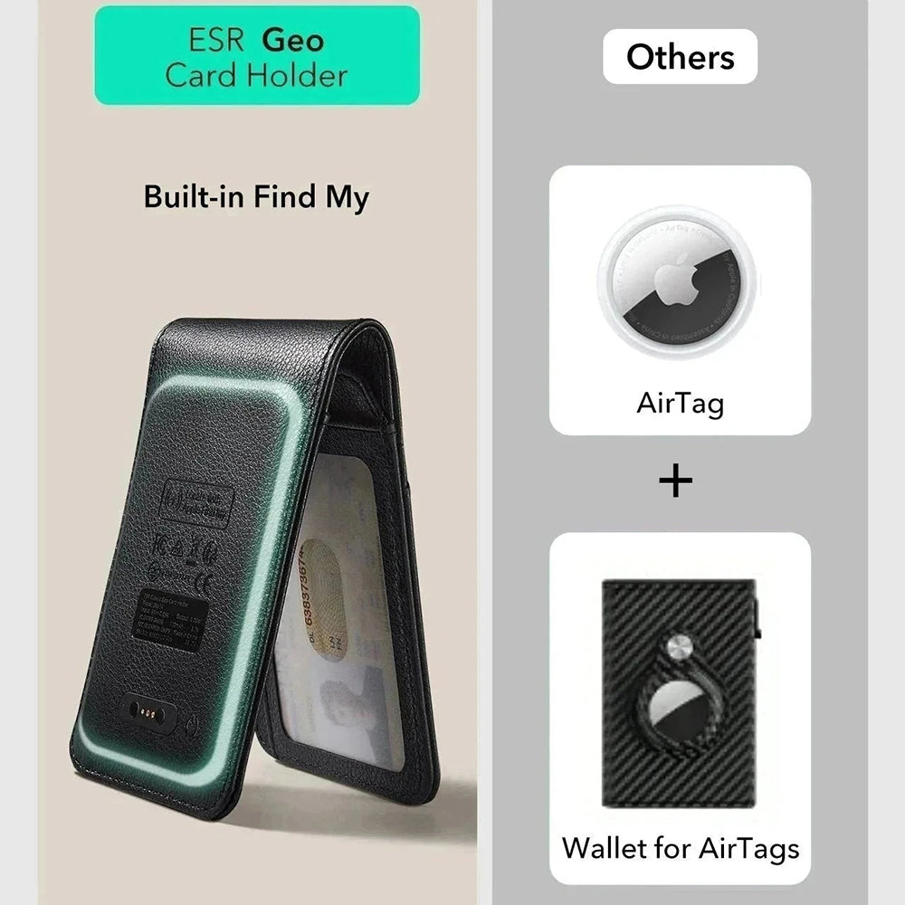ESR Classic Geo Wallet with Find My Function and RFID Protection, Black, Resealed