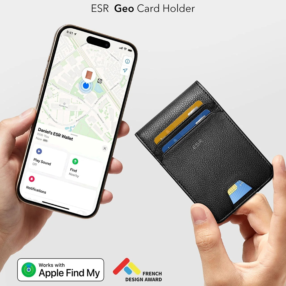 ESR Classic Geo Carbon Wallet with Find My Function and RFID Protection, Black, Resealed