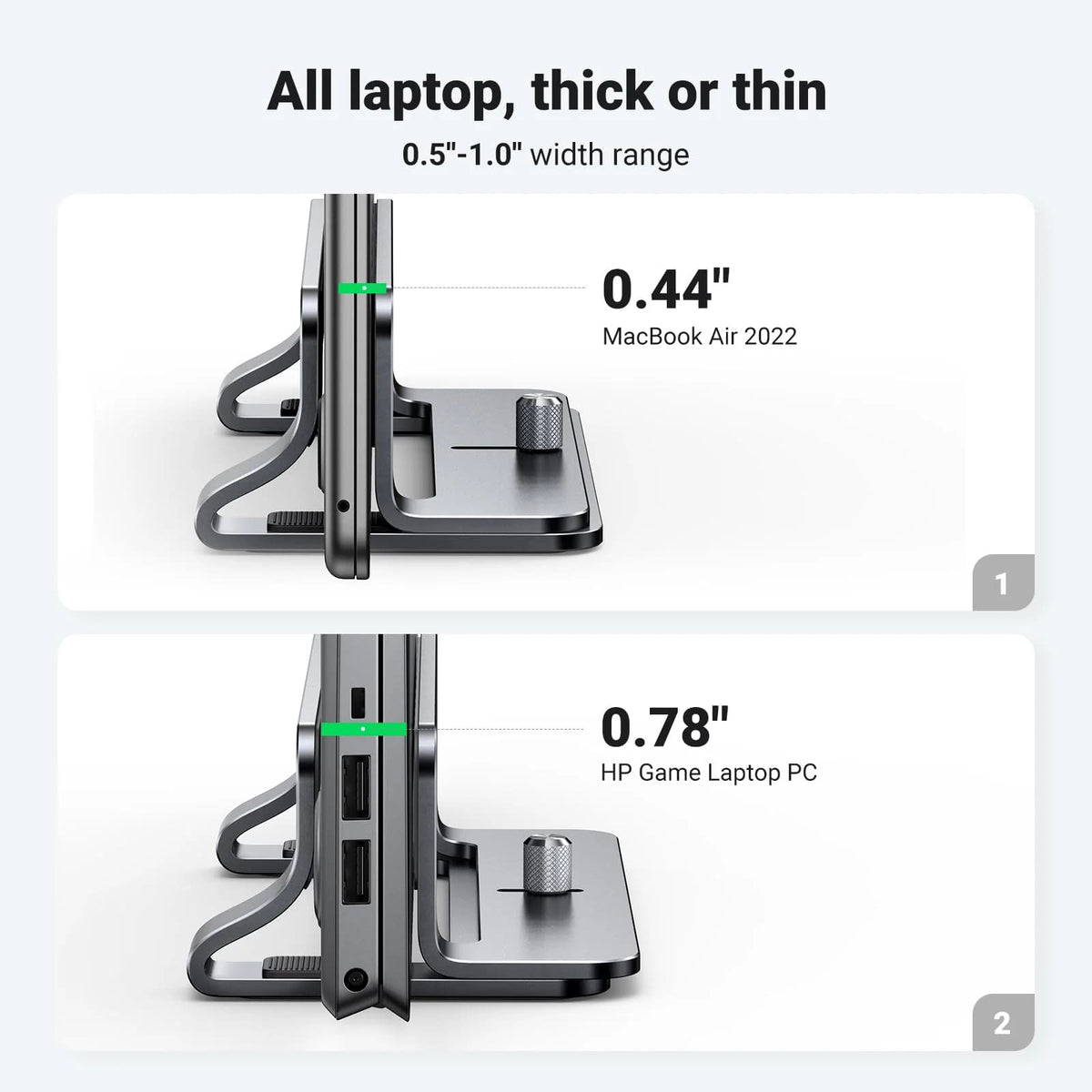 UGREEN LP258 Vertical Stand (20471) for Laptop with thickness 12mm - 26mm, Gray