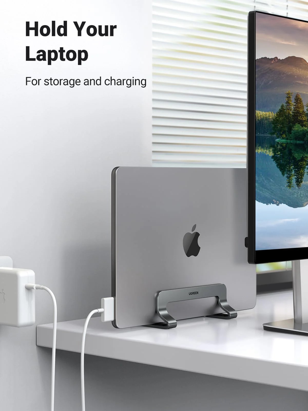 UGREEN LP258 Vertical Stand (20471) for Laptop with thickness 12mm - 26mm, Gray
