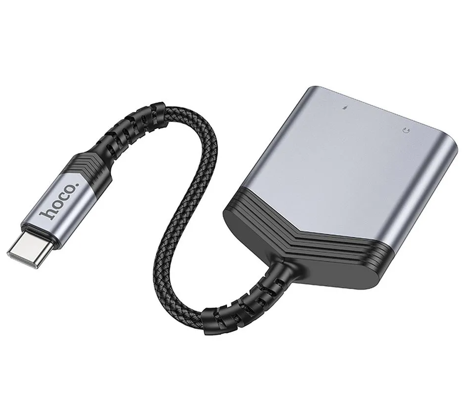 USB-C to USB-C / 3.5mm HOCO LS39 Audio Adapter, Black