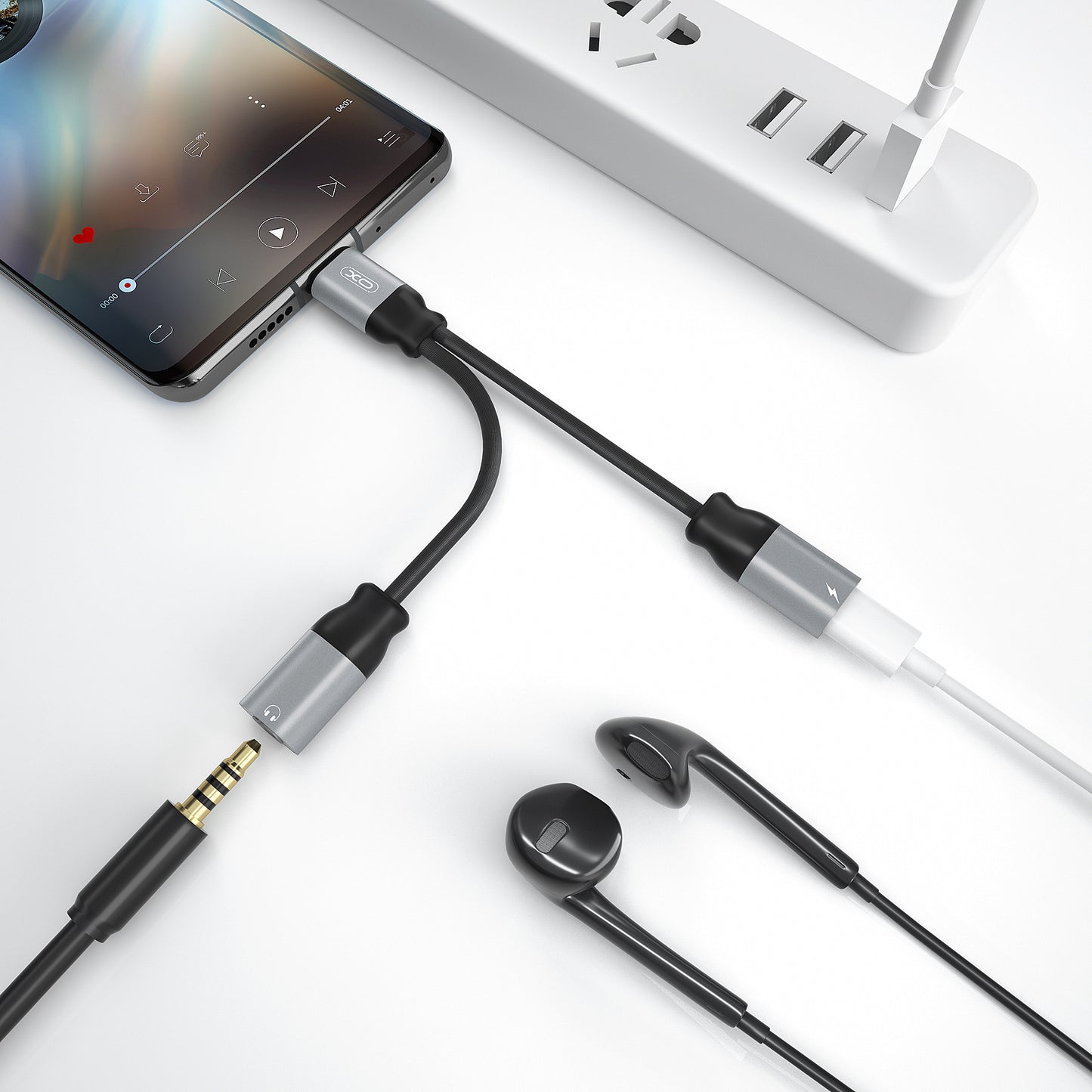USB-C Audio Adapter - USB-C / 3.5mm XO Design NBR160B, Black