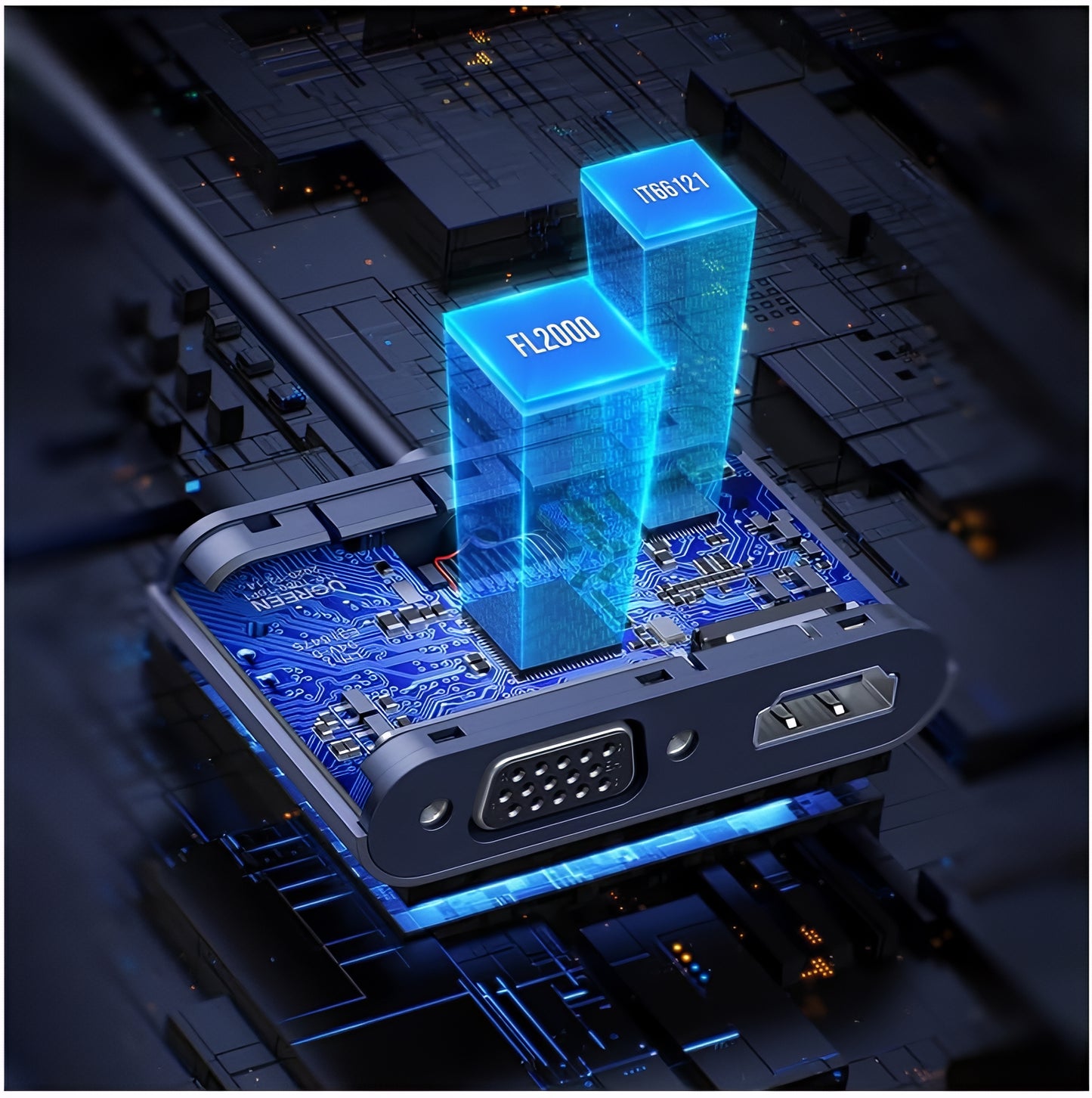 UGREEN CM449 Video Adapter, USB-A - HDMI / VGA, Gray