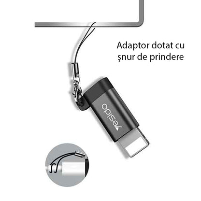 MicroUSB - Lightning Data and Charging Adapter Yesido GS05, Black