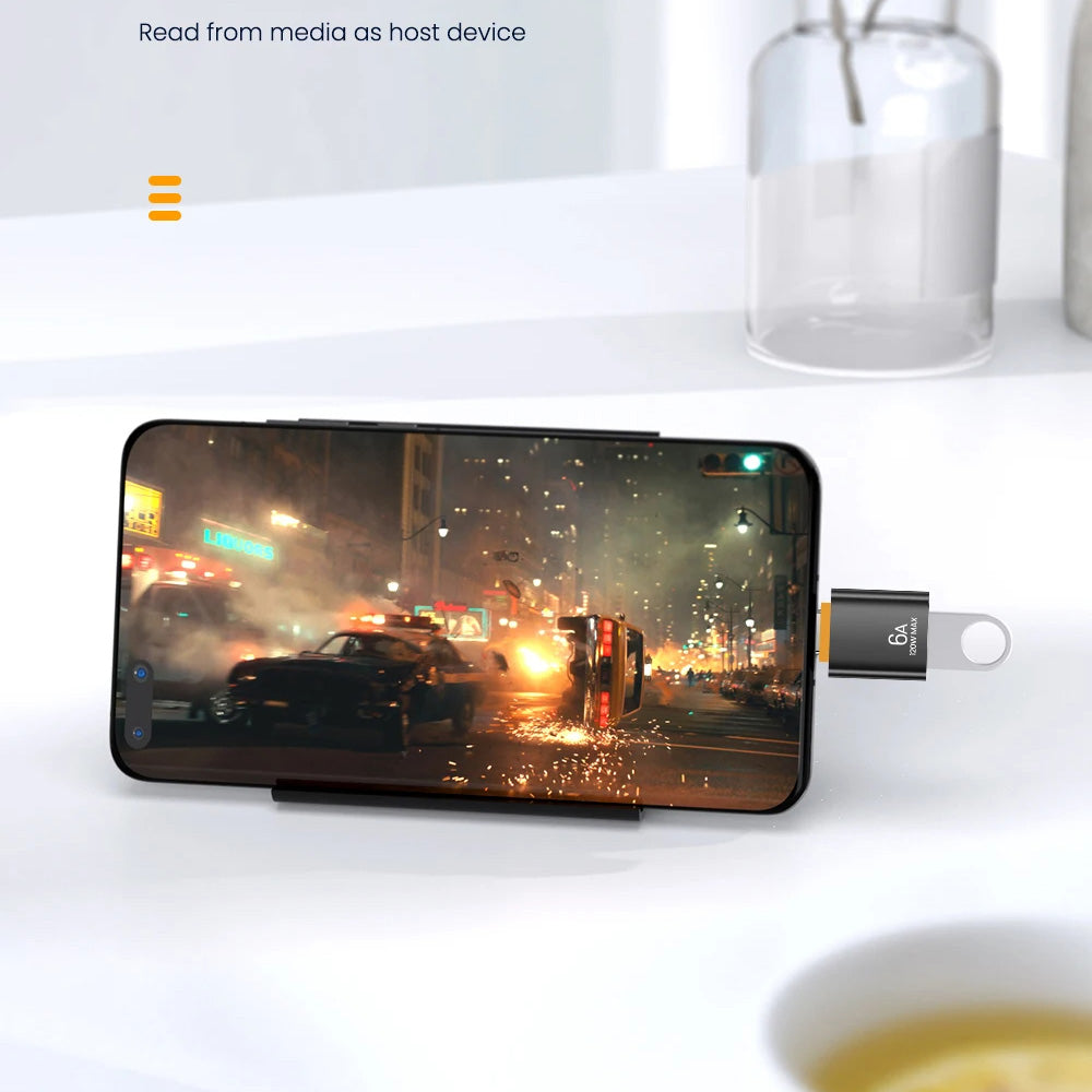 OTG USB-C to USB-A Techsuit A2 HyperPort Adapter, Black Orange