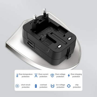 Tech-Protect TA300 Travel Network Adapter EU / UK / US / AU, Black